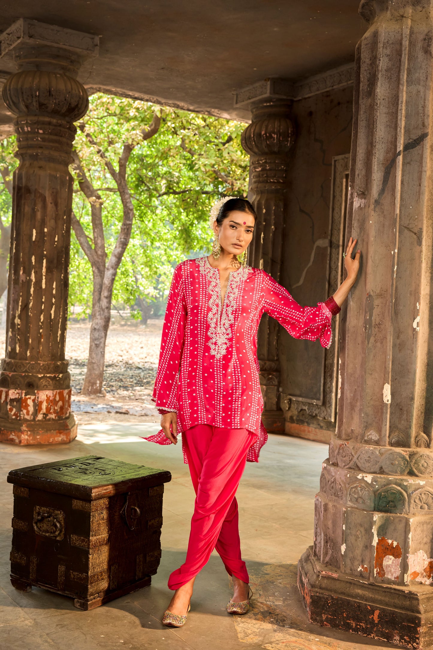 Fuchsia Bandhini Patiala Set