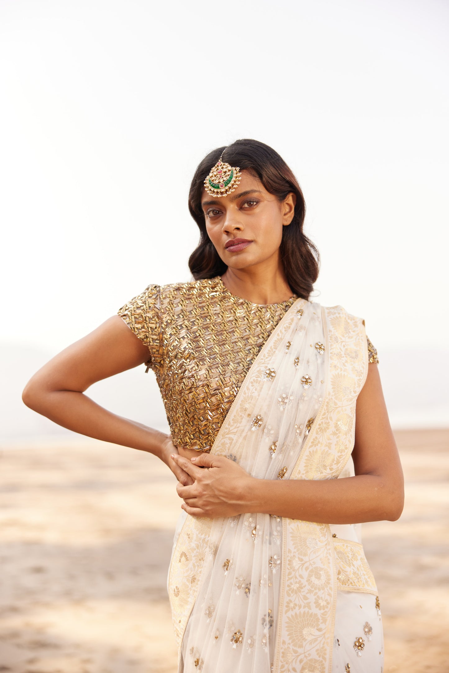 White Gold Banaras Saree