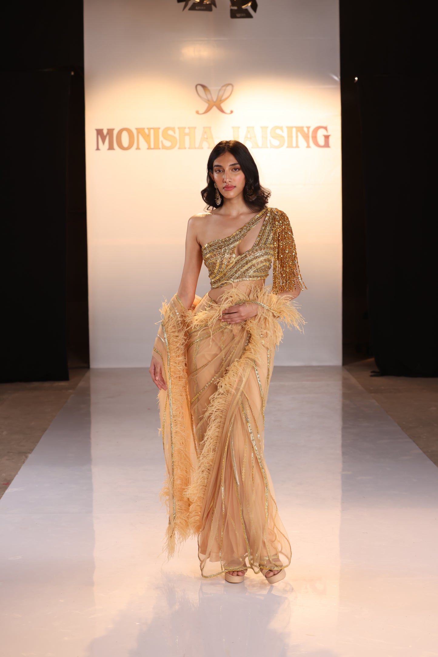 Gold Feather Saree