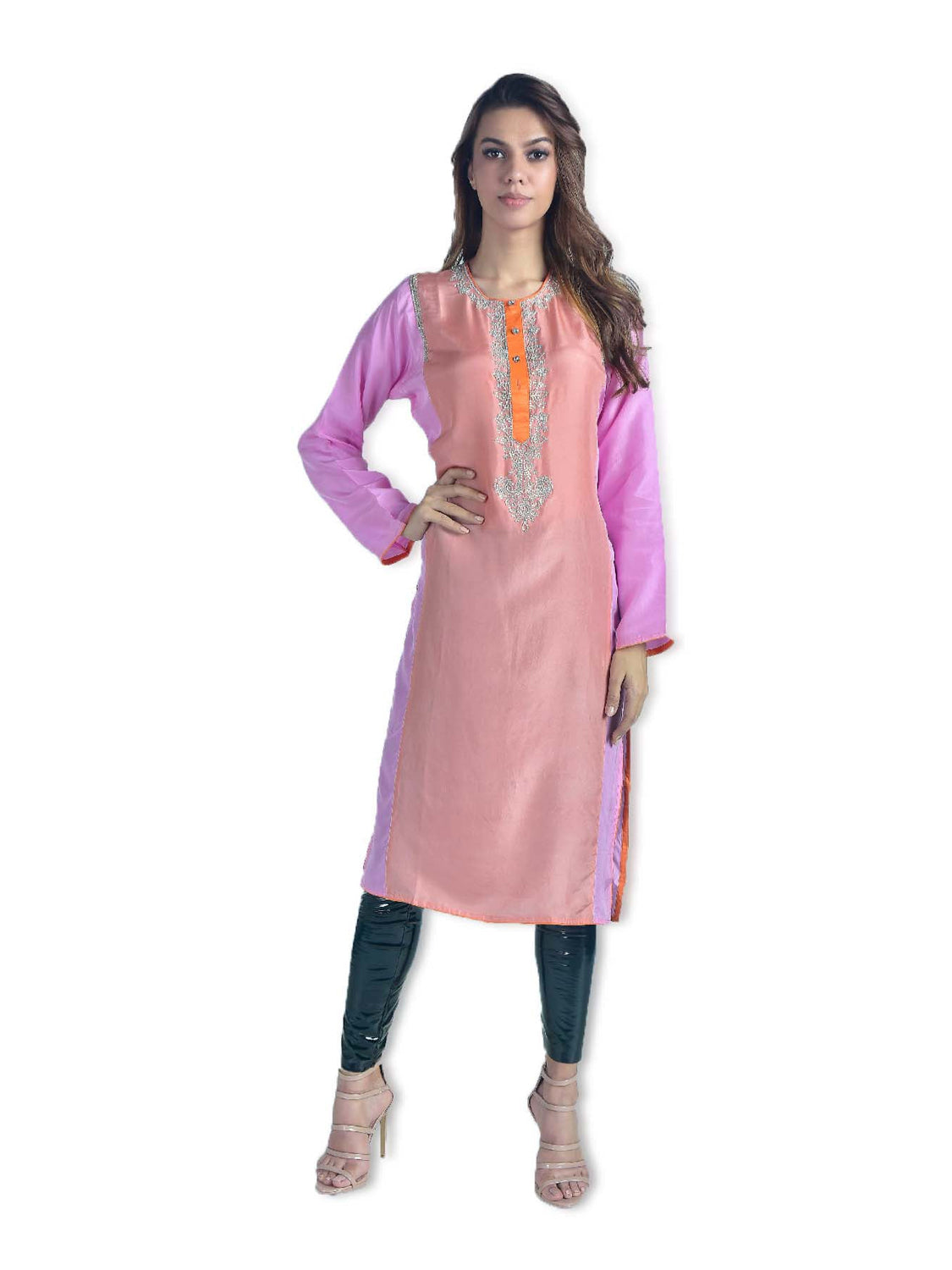 Block Salmon Kurta