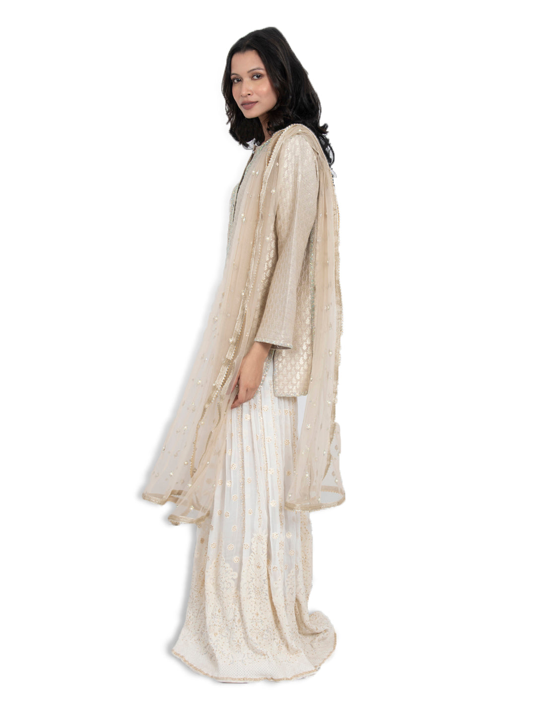 Beige Jacquard Sharara