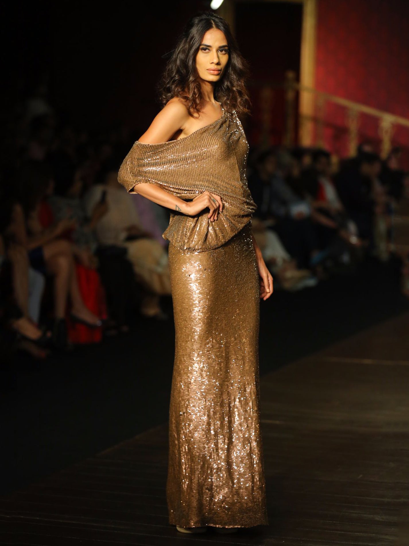 Cristobal Copper Sequined Gown
