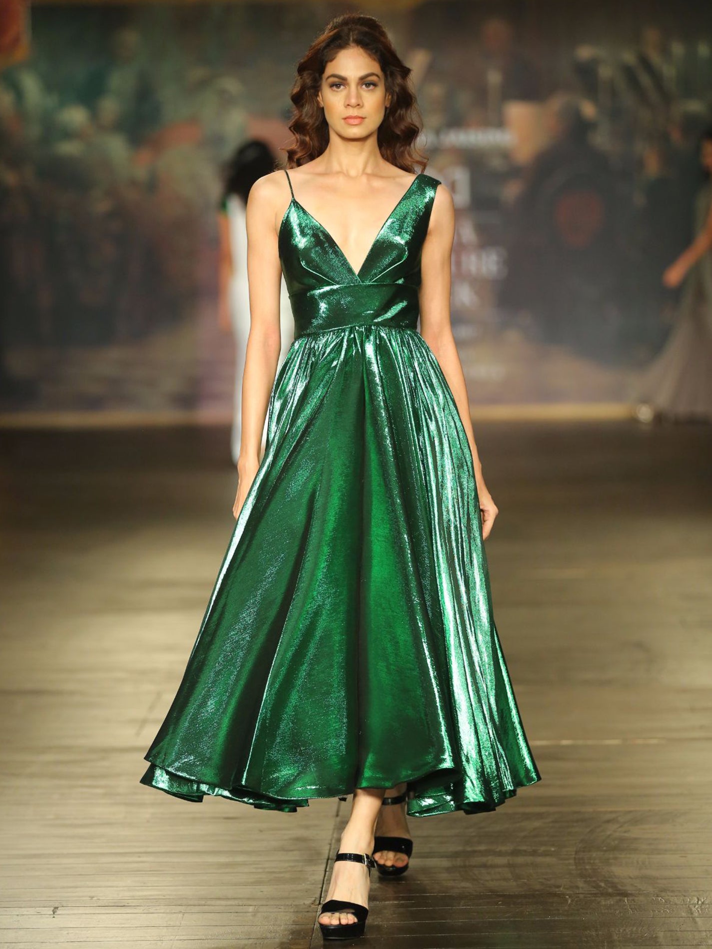 Buy Ballat Green Metallic Dress Online – Monisha Jaising