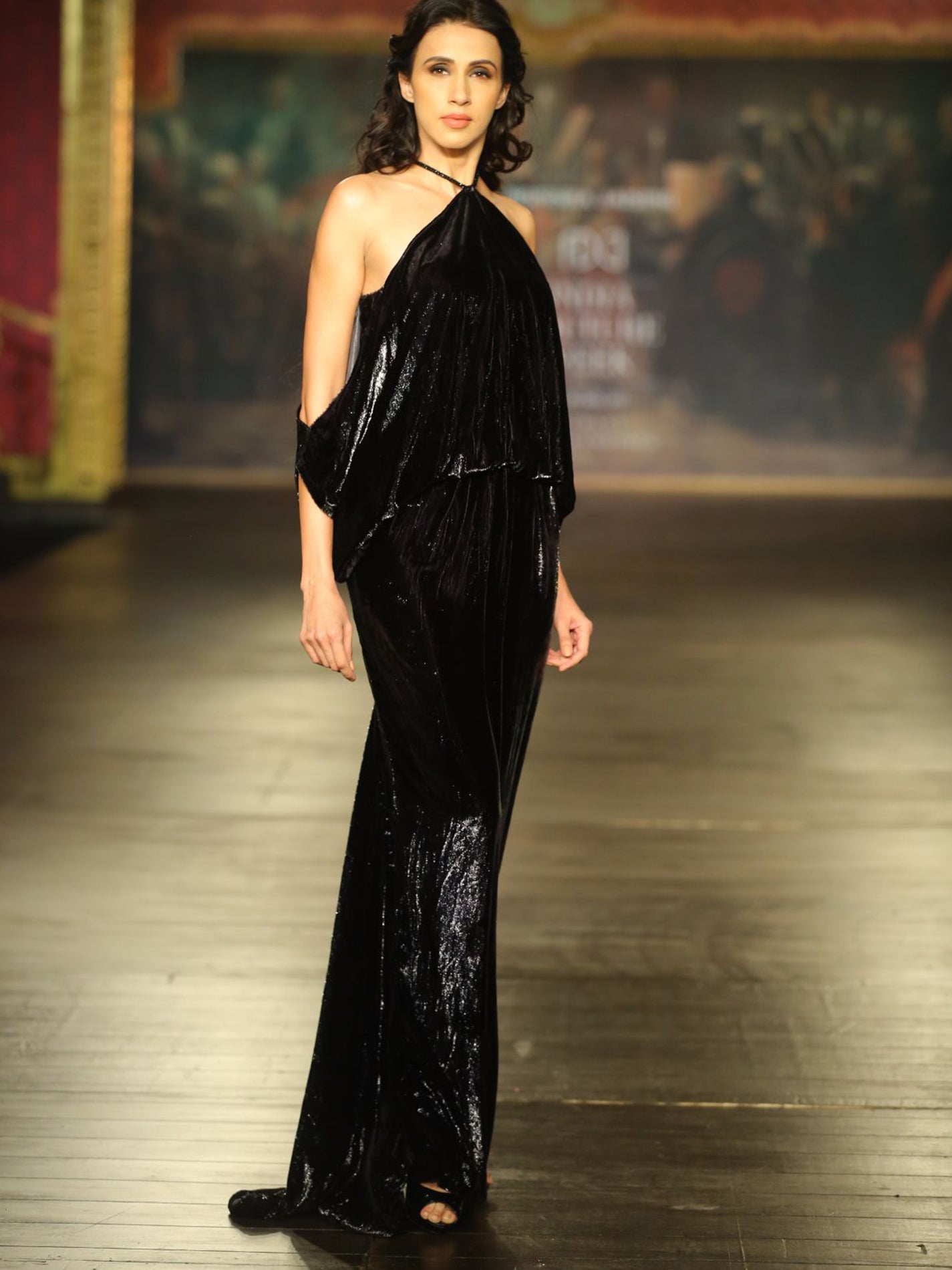 Elsa Black Velvet Gown