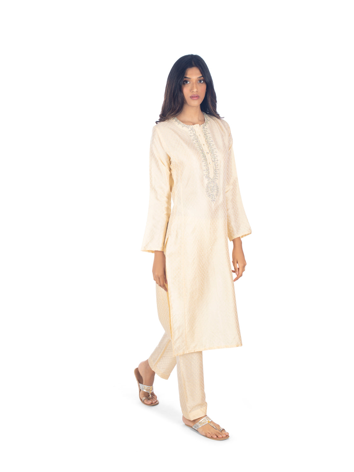 Beige Jacquard Set