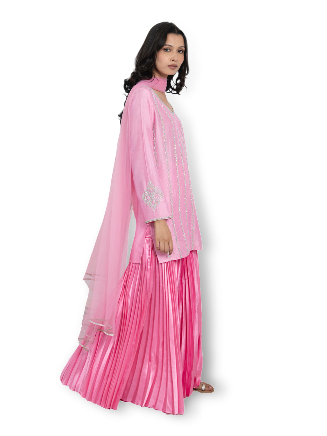 Pink Pleated Sharara