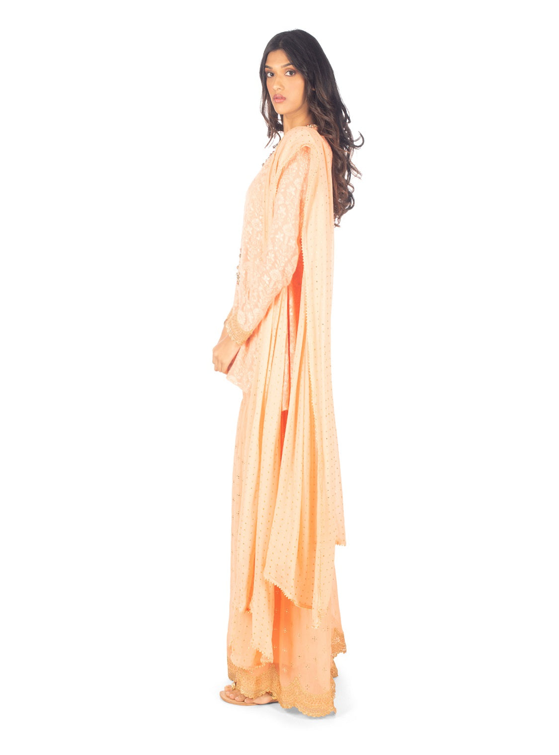 Peach Chikankari Sharara