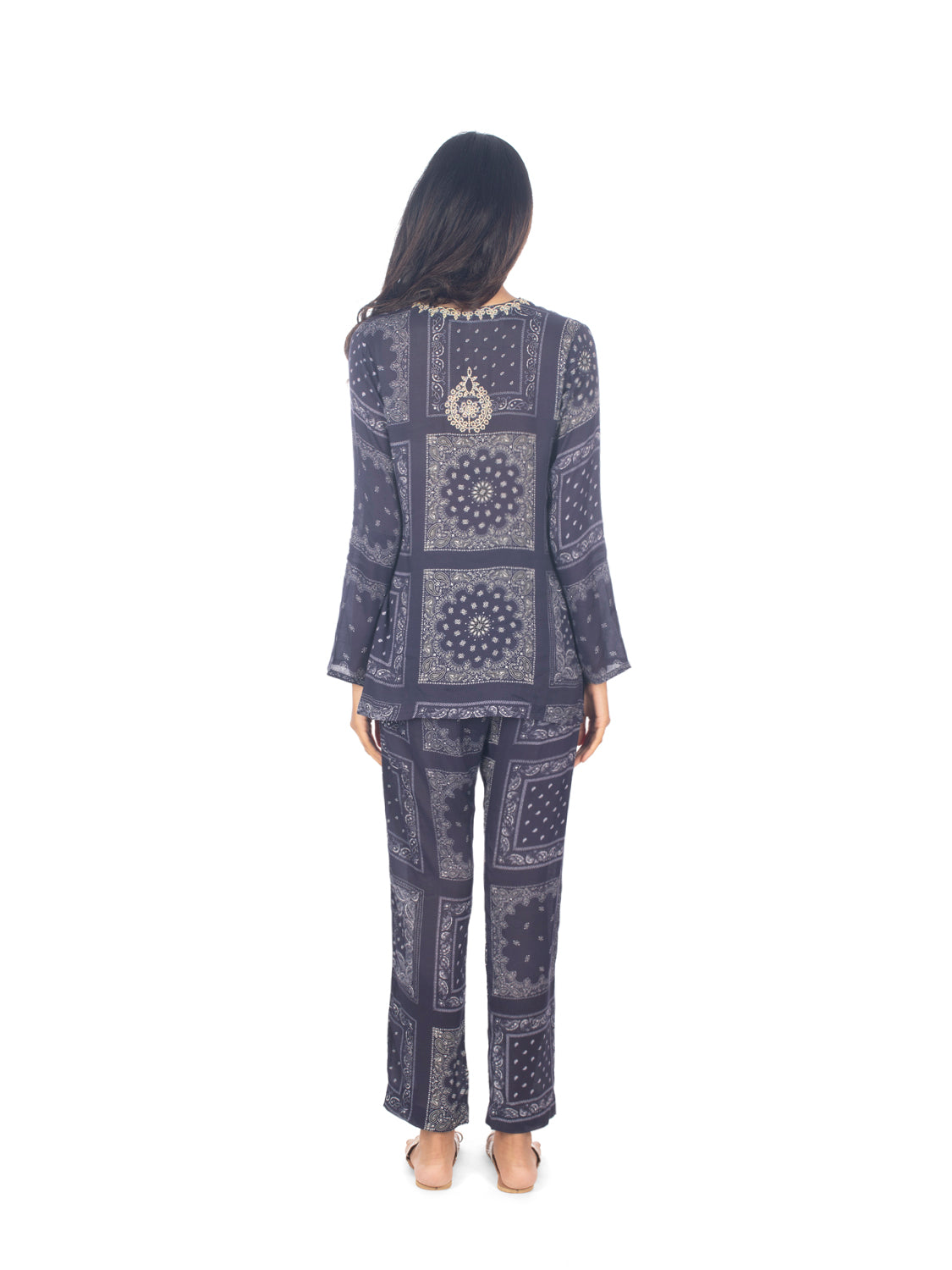 Navy Printed Kurti & Pant Set