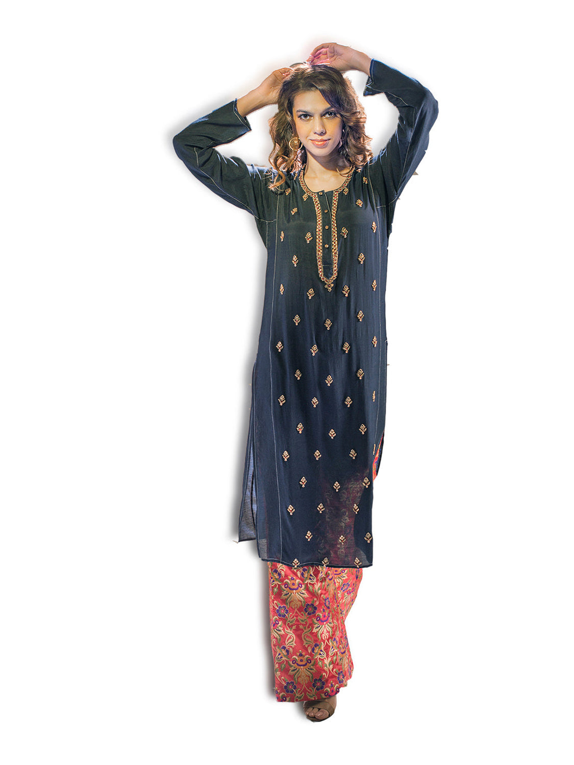 Navy Jewelled Kurta