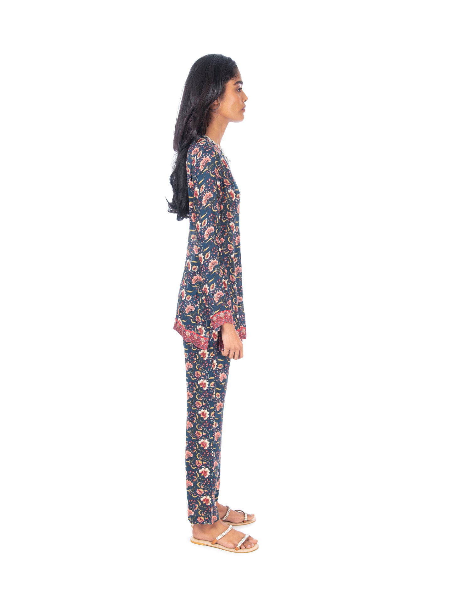 Navy Printed Kurti & Pant Set