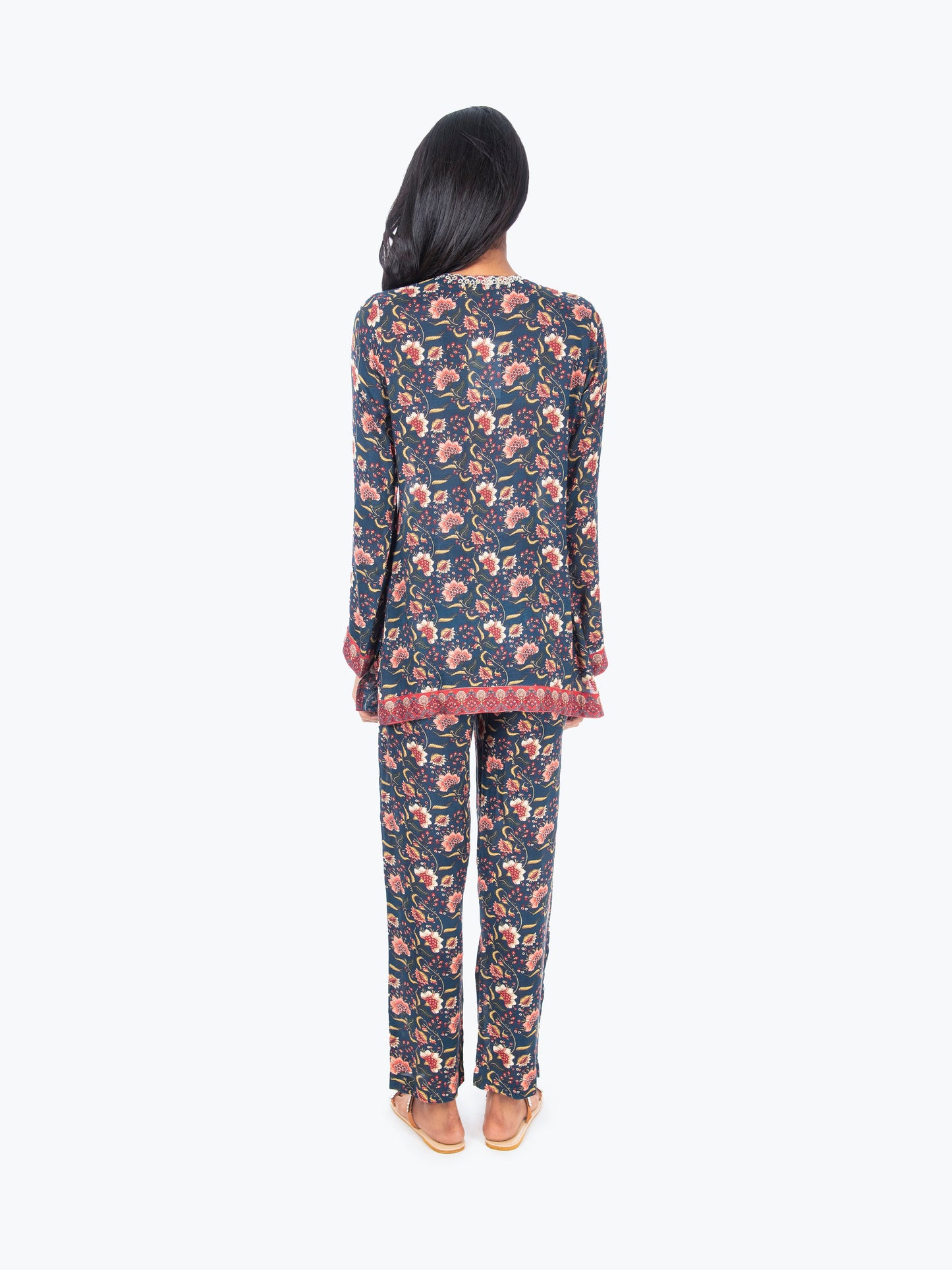 Navy Printed Kurti & Pant Set