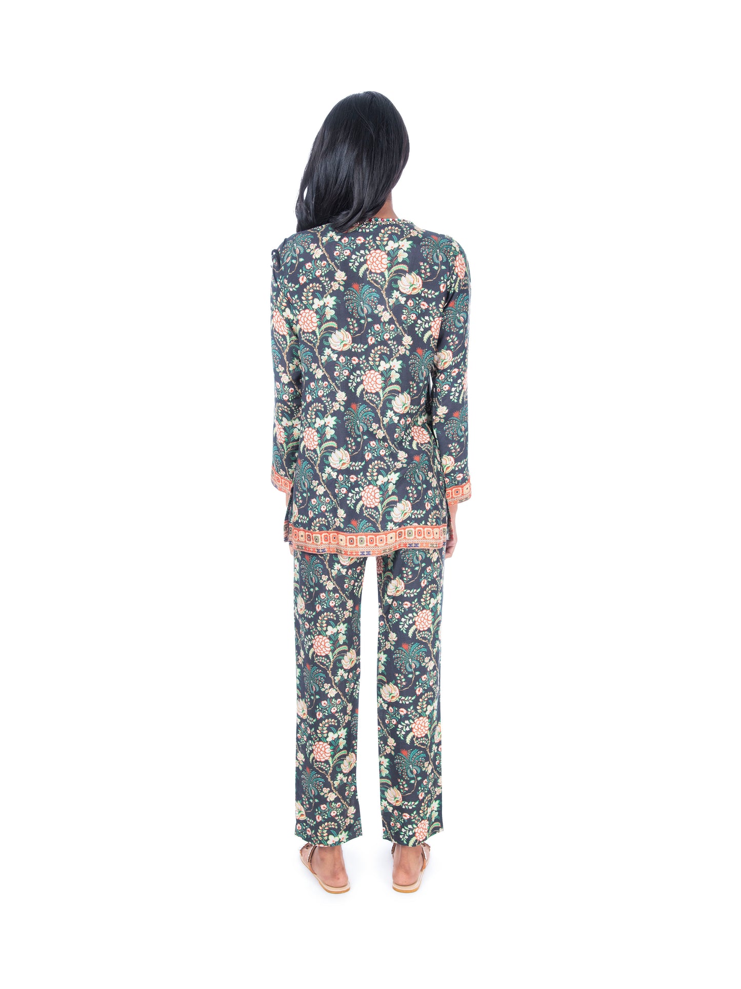 Dark Green Printed Kurti & Pant Set