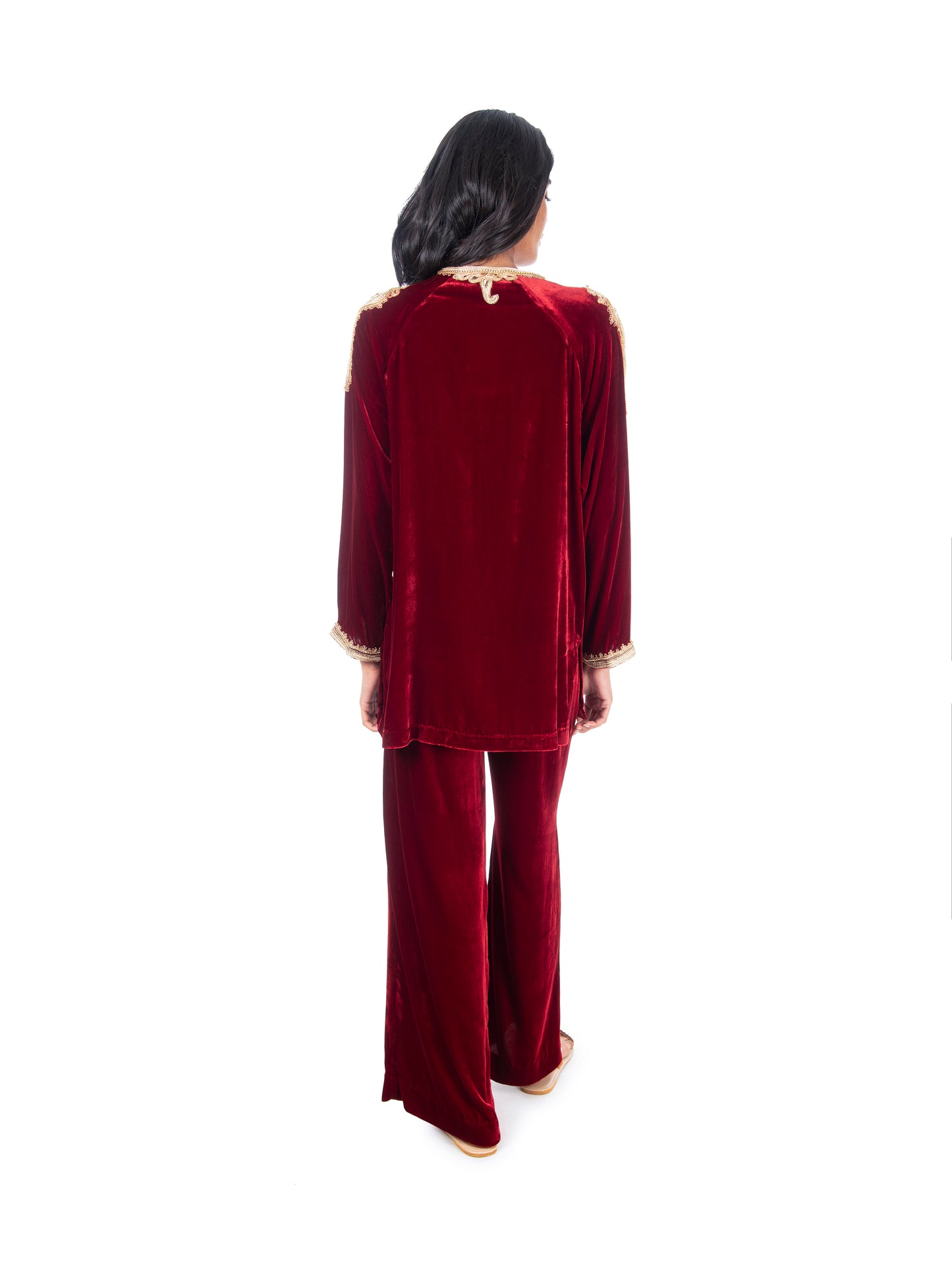 Maroon Velvet Kurti & Pant Set