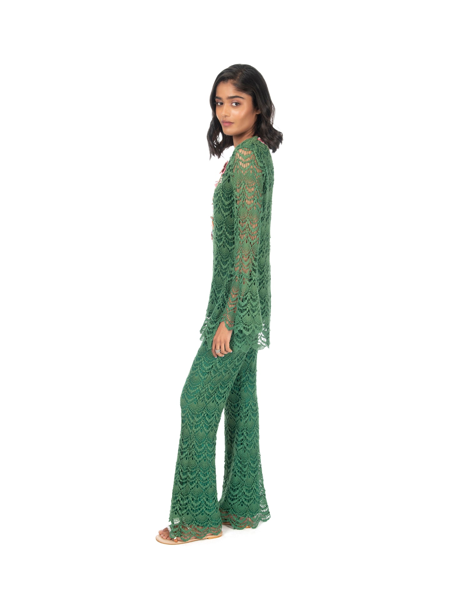 Green Lace Kurti & Pant Set