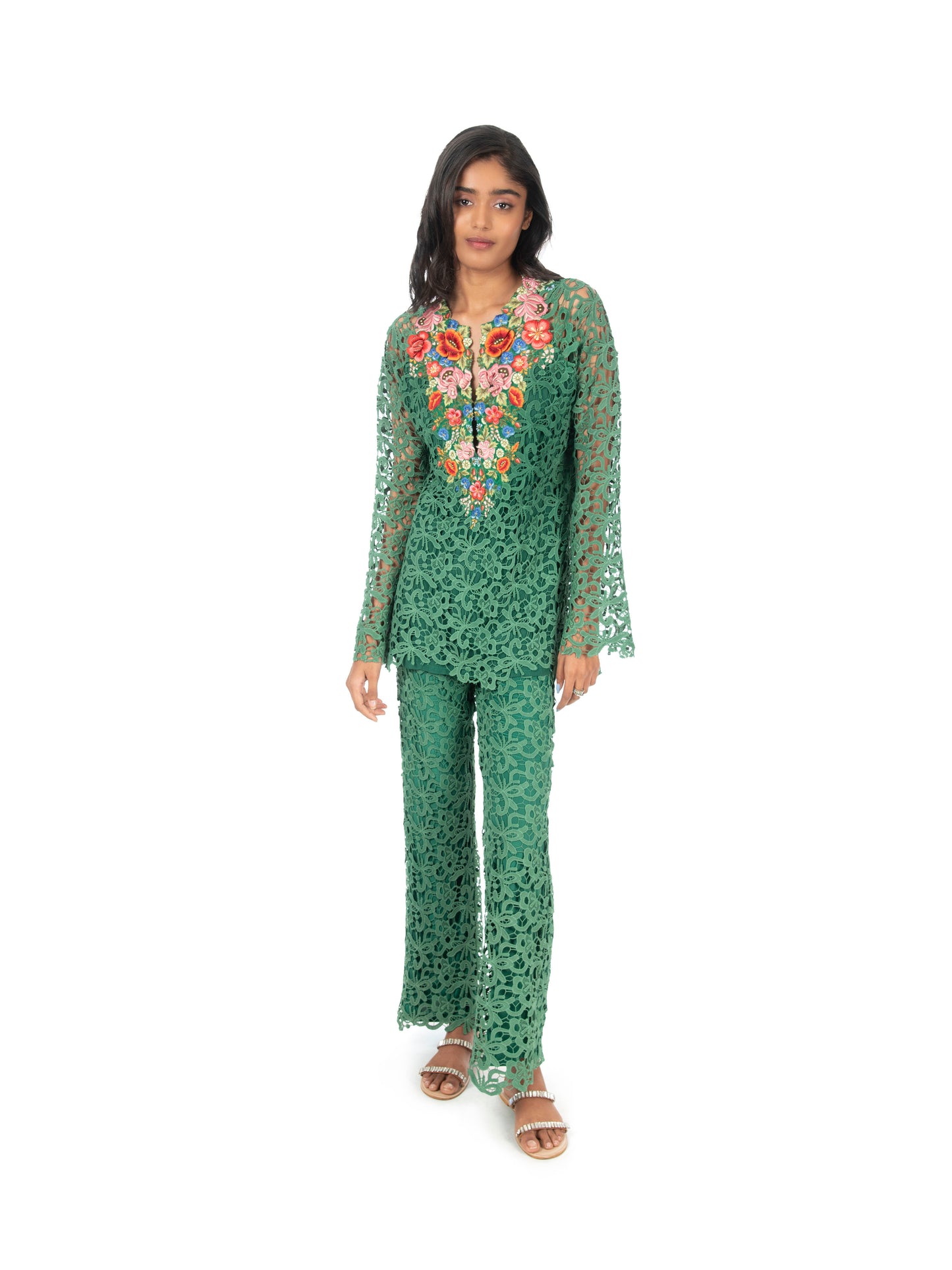 Green Lace Kurti & Pant Set