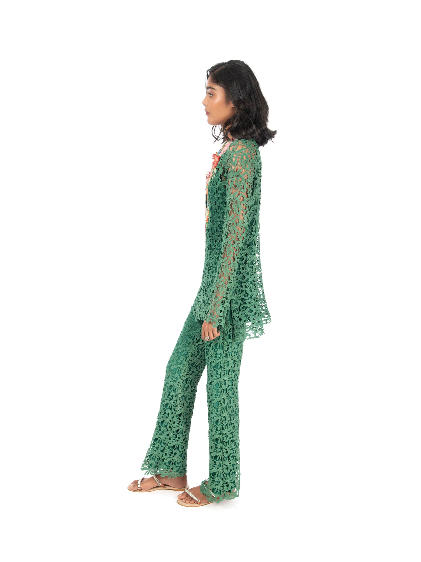 Green Lace Kurti & Pant Set