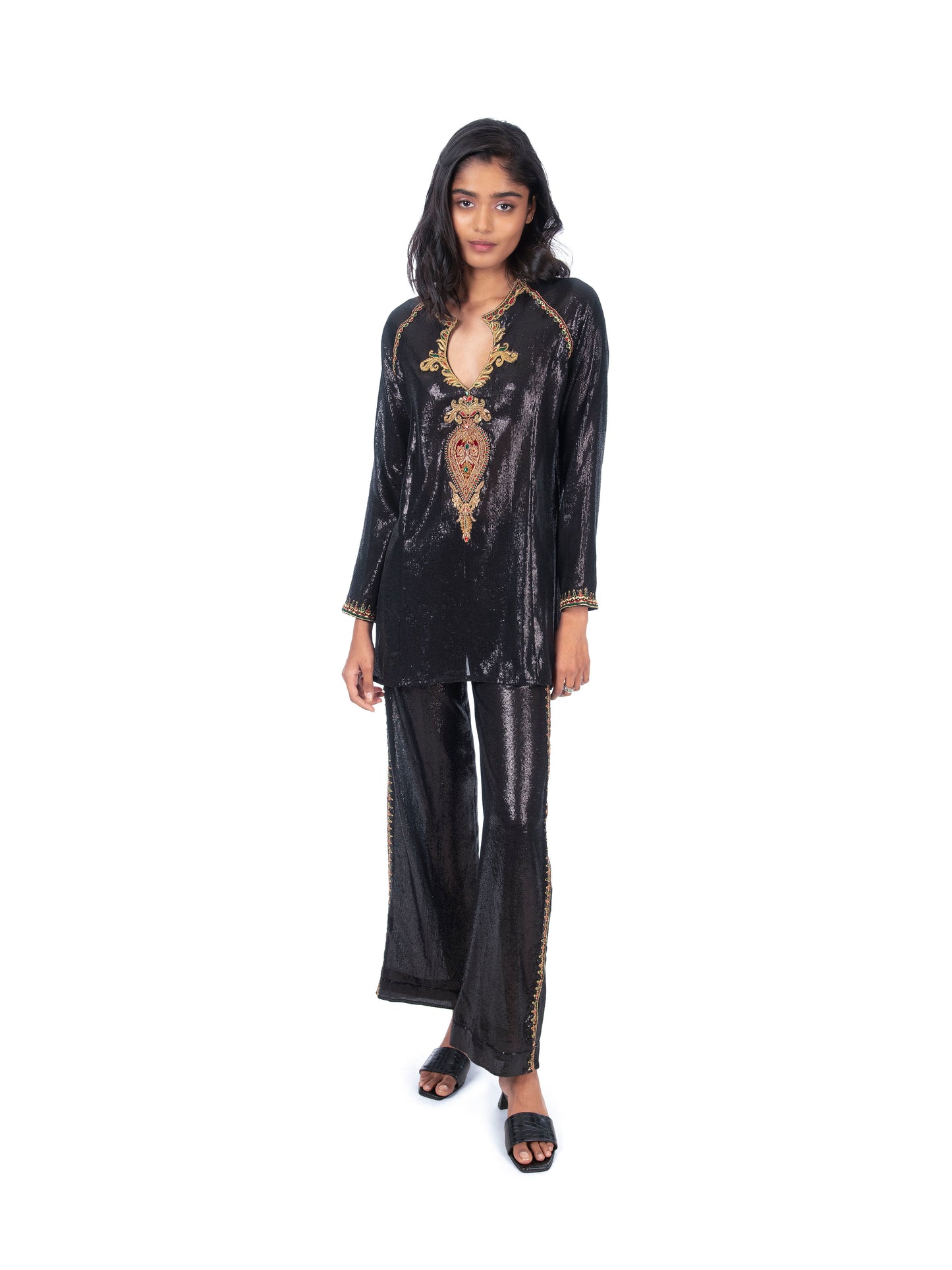 Black Sequin Kurti & Pant Set