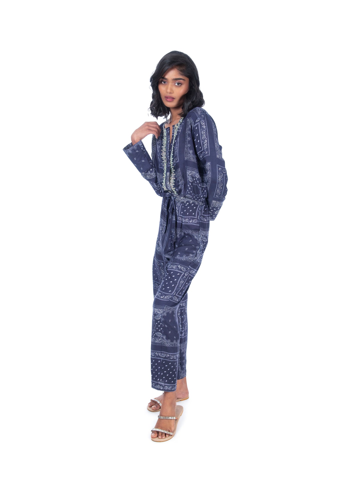 Navy Printed Jumpsuit