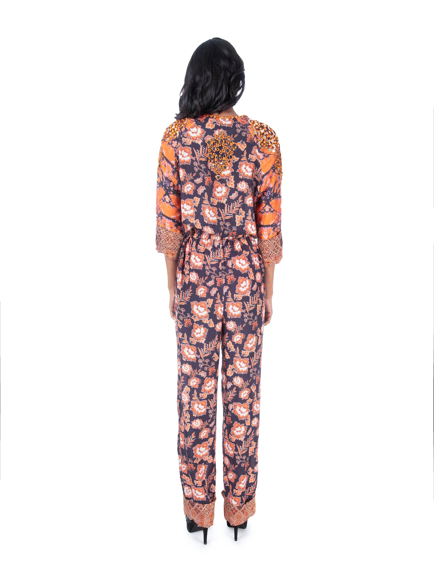 Purple & Orange Printed Jumpsuit