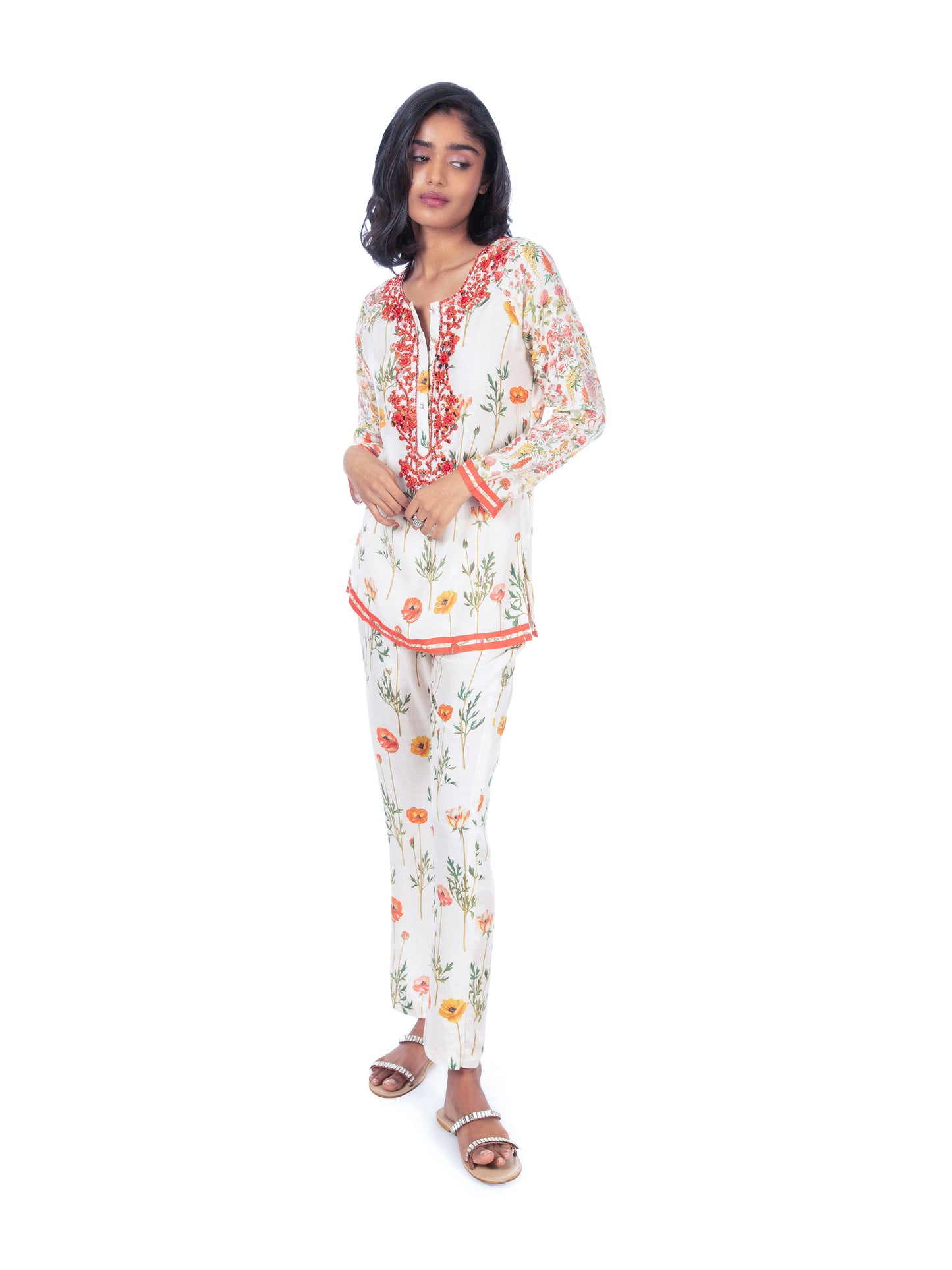 Ivory Printed Kurti & Pant Set