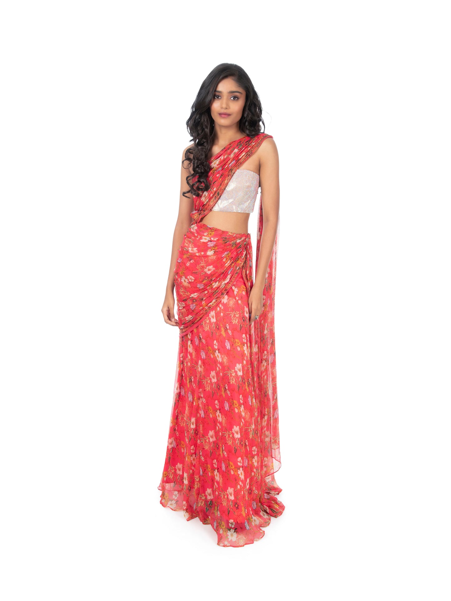 Pink Printed Saree