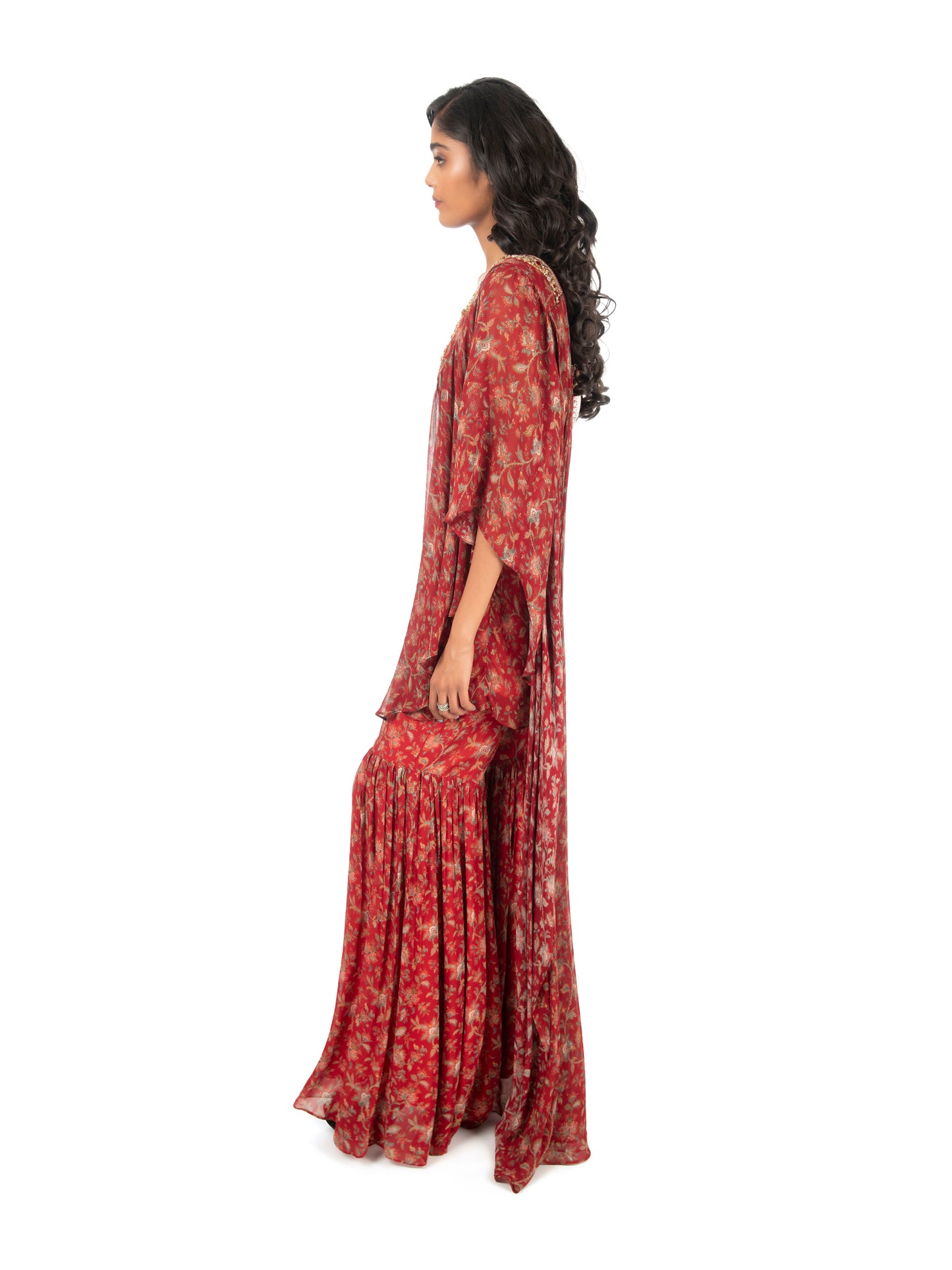 Maroon Printed Sharara Set