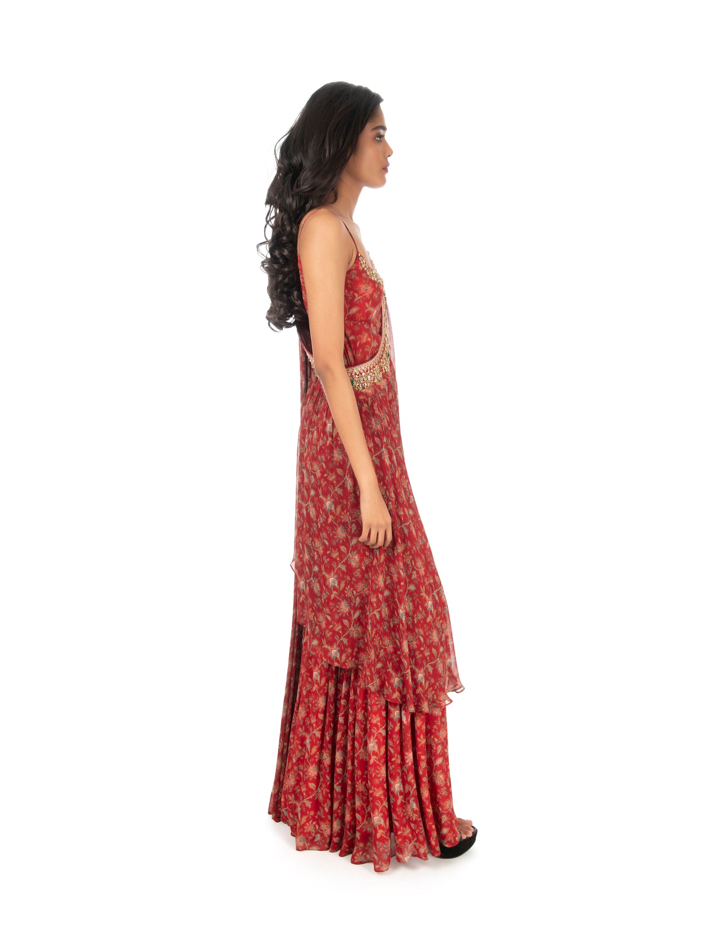 Maroon Printed Sharara Set