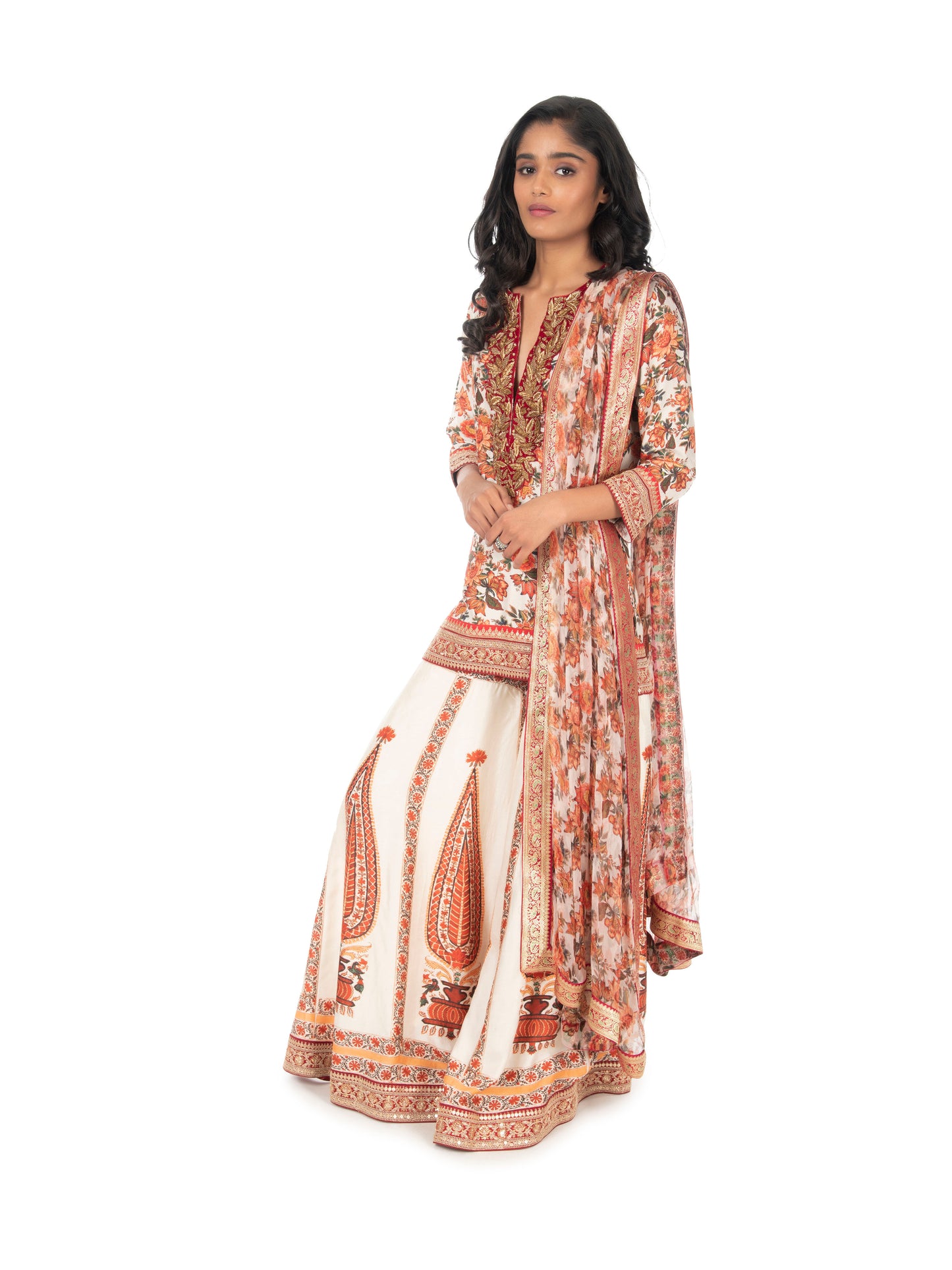 Ivory Printed Sharara Set