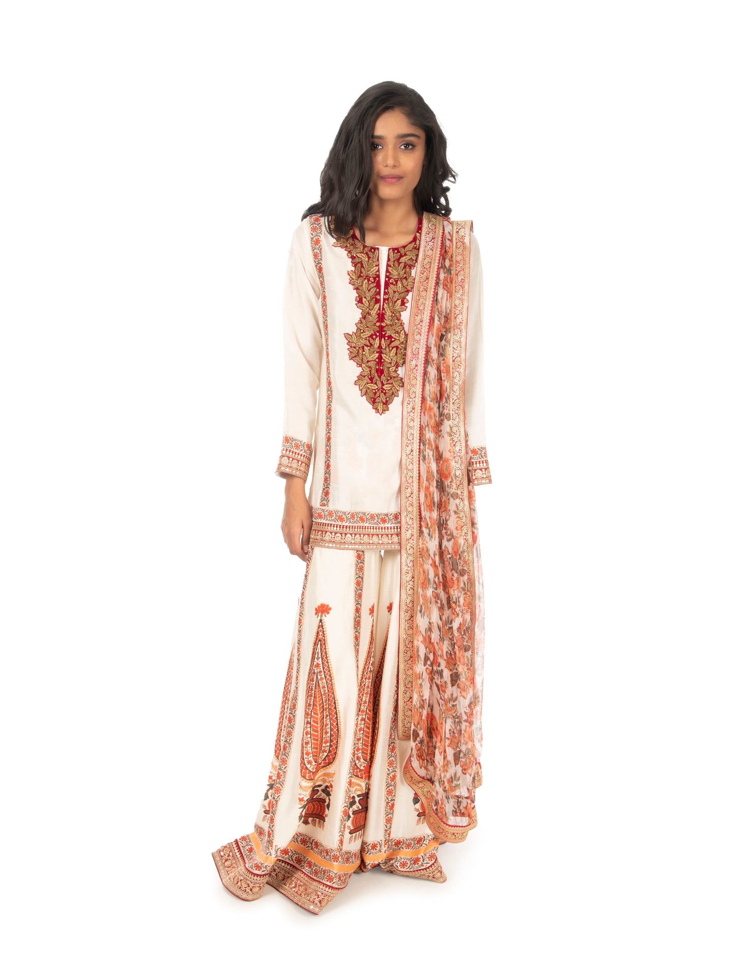 Ivory Printed Sharara Set