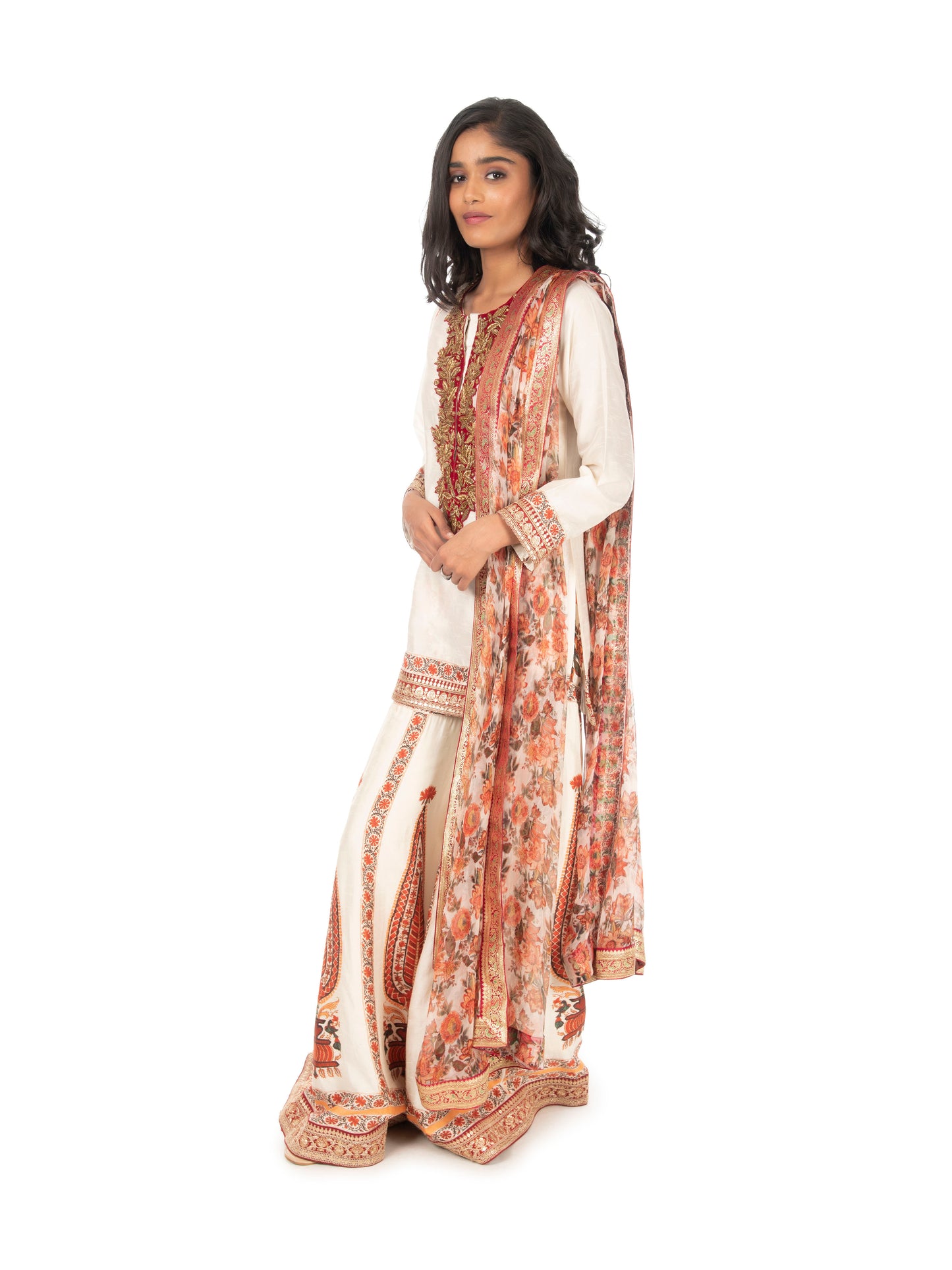 Ivory Printed Sharara Set