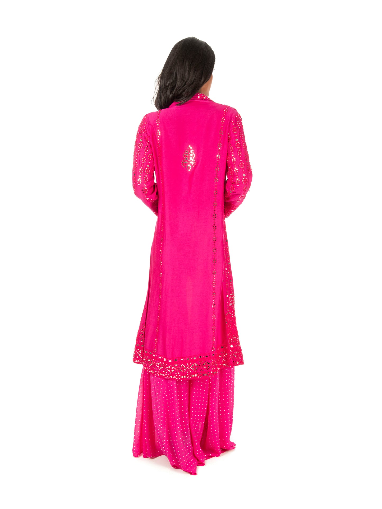 Hot Pink Mirrorwork Sharara Set