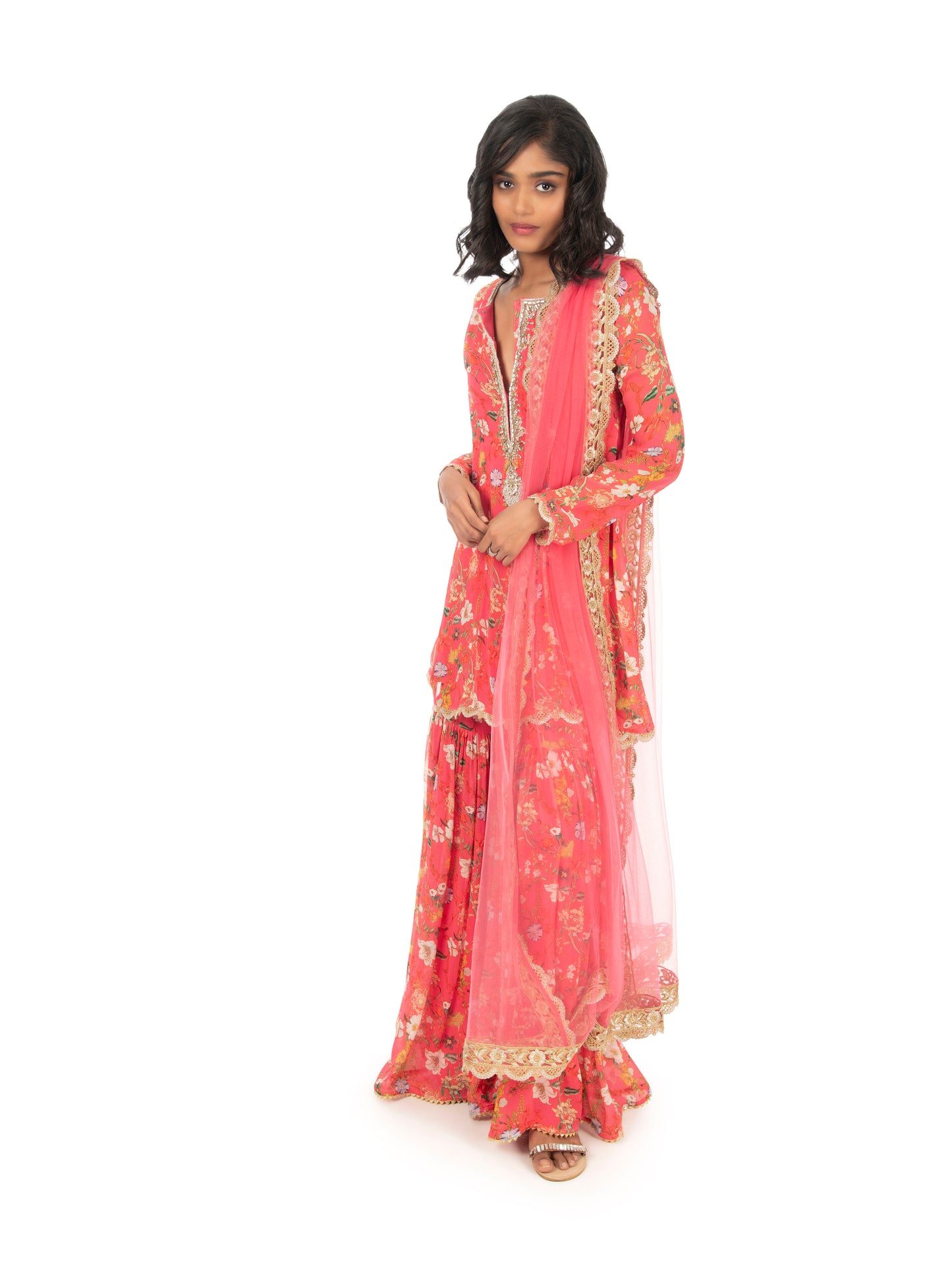 Pink Printed Sharara Set.