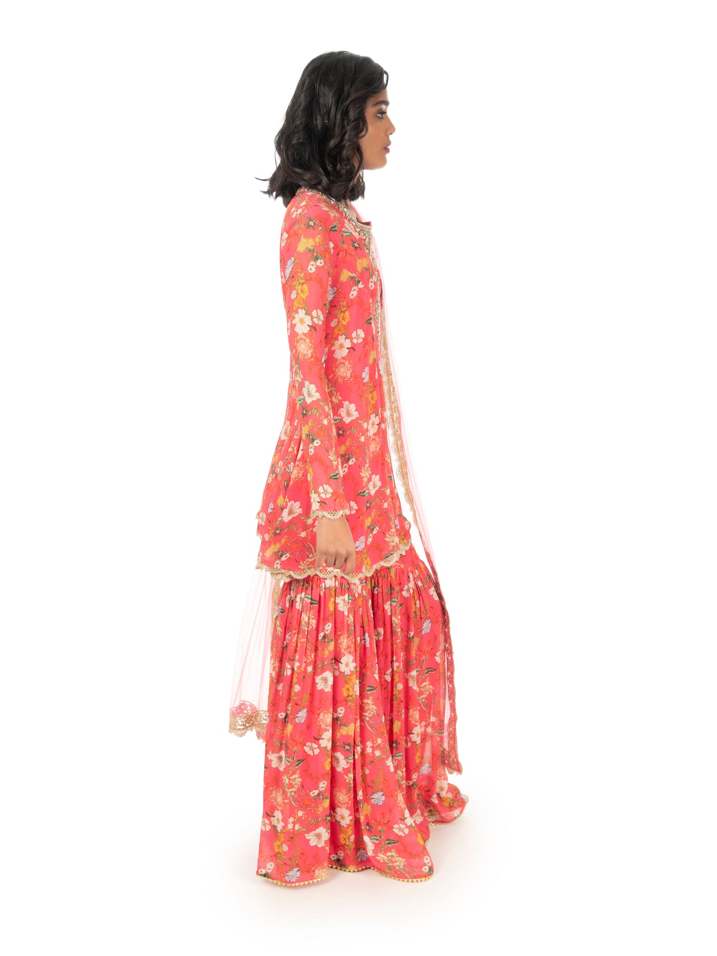 Pink Printed Sharara Set.