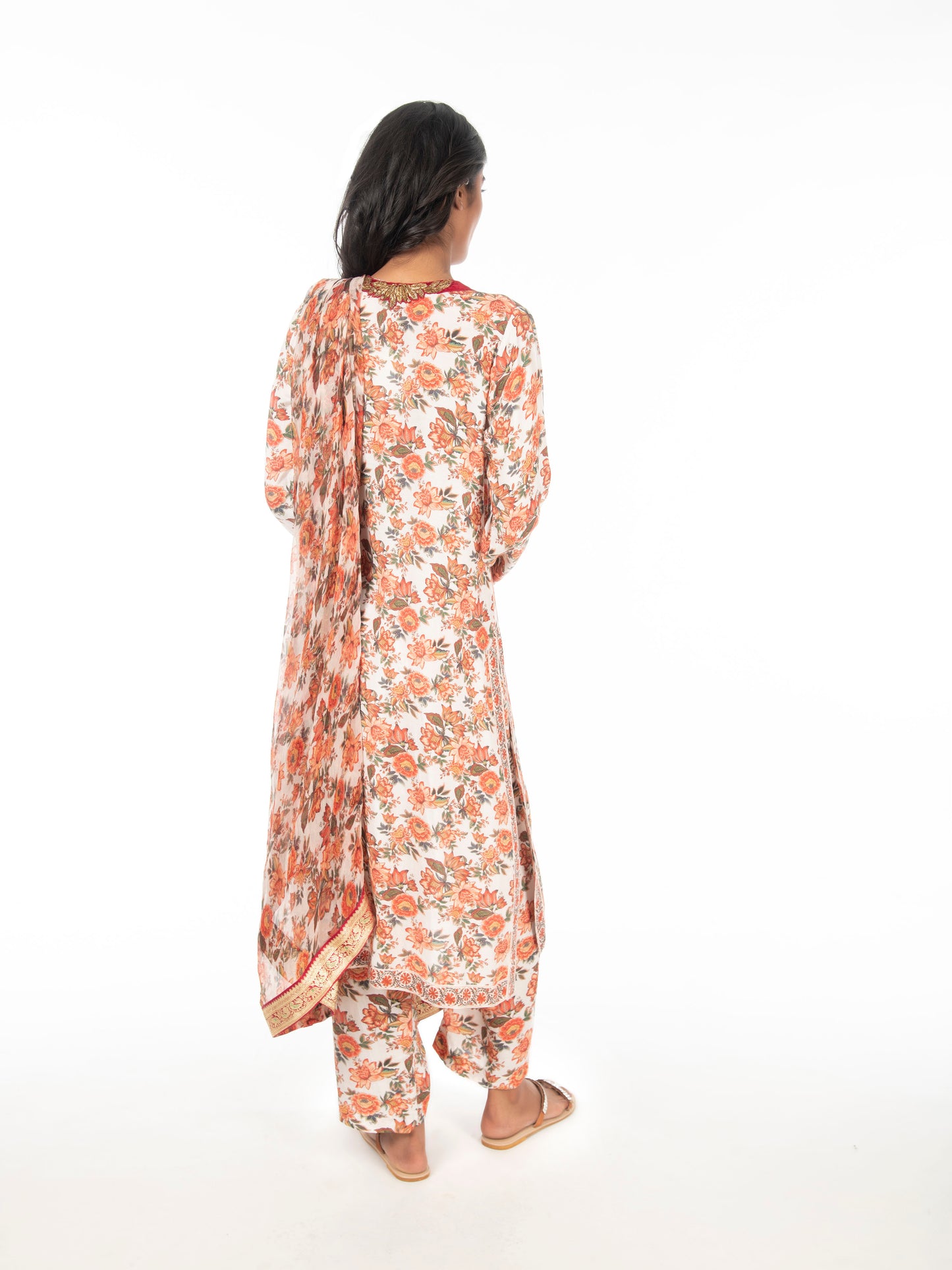 Ivory Printed Long Kurta Set