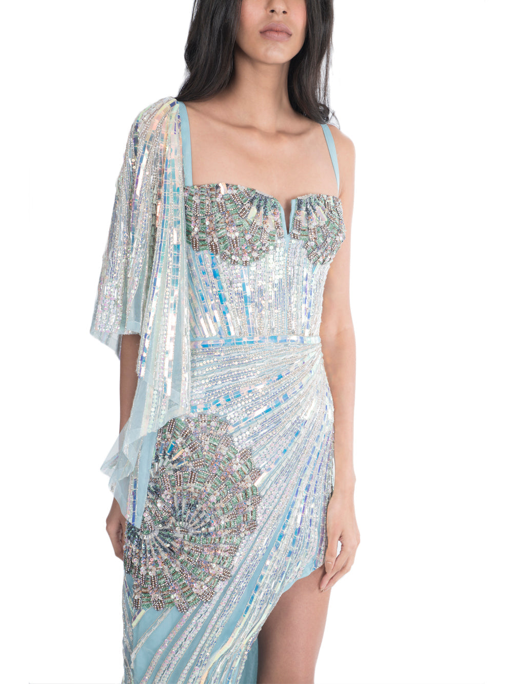 Shell kaftan gown