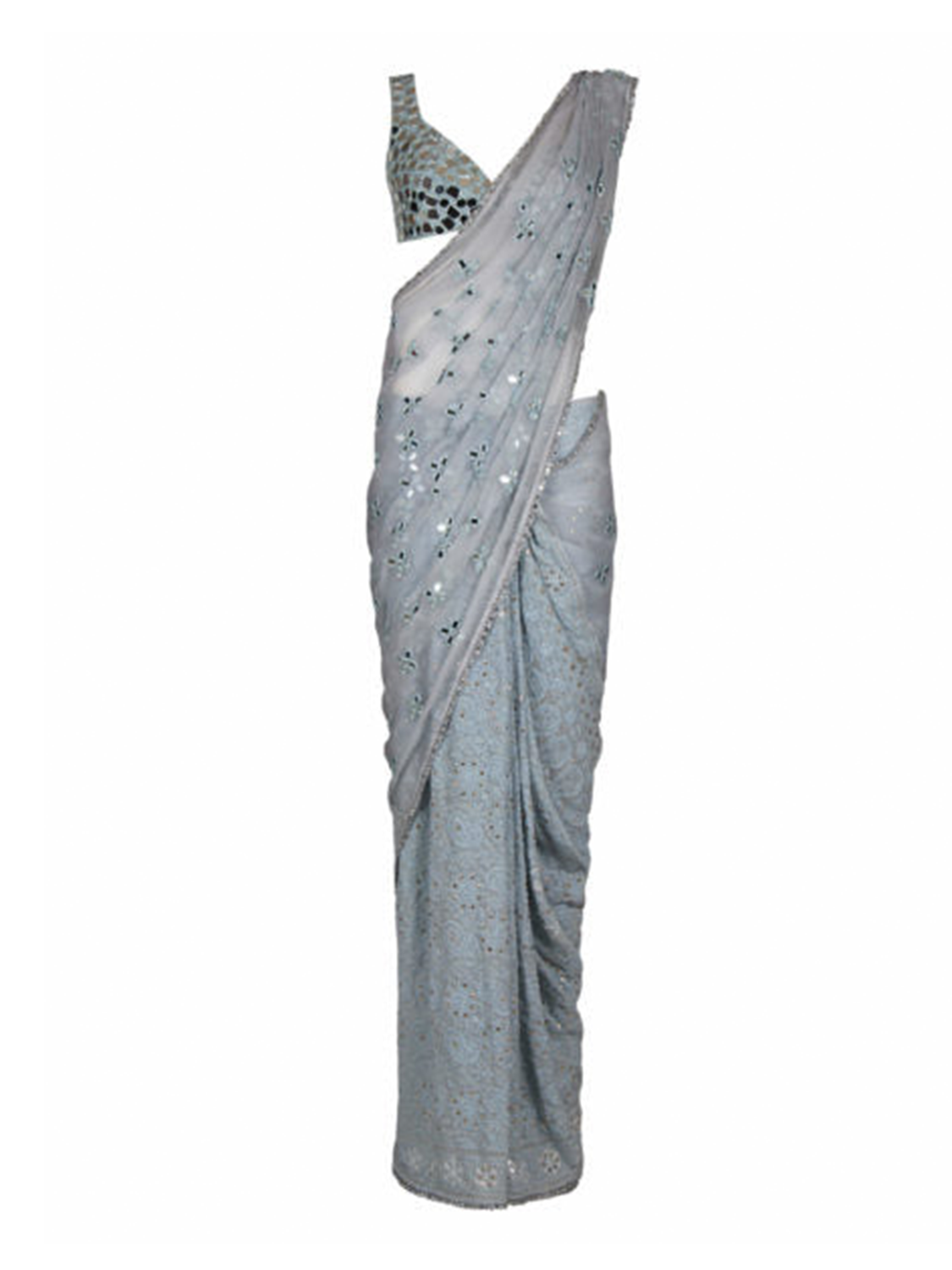 Mirror Work Saree with Mukaish