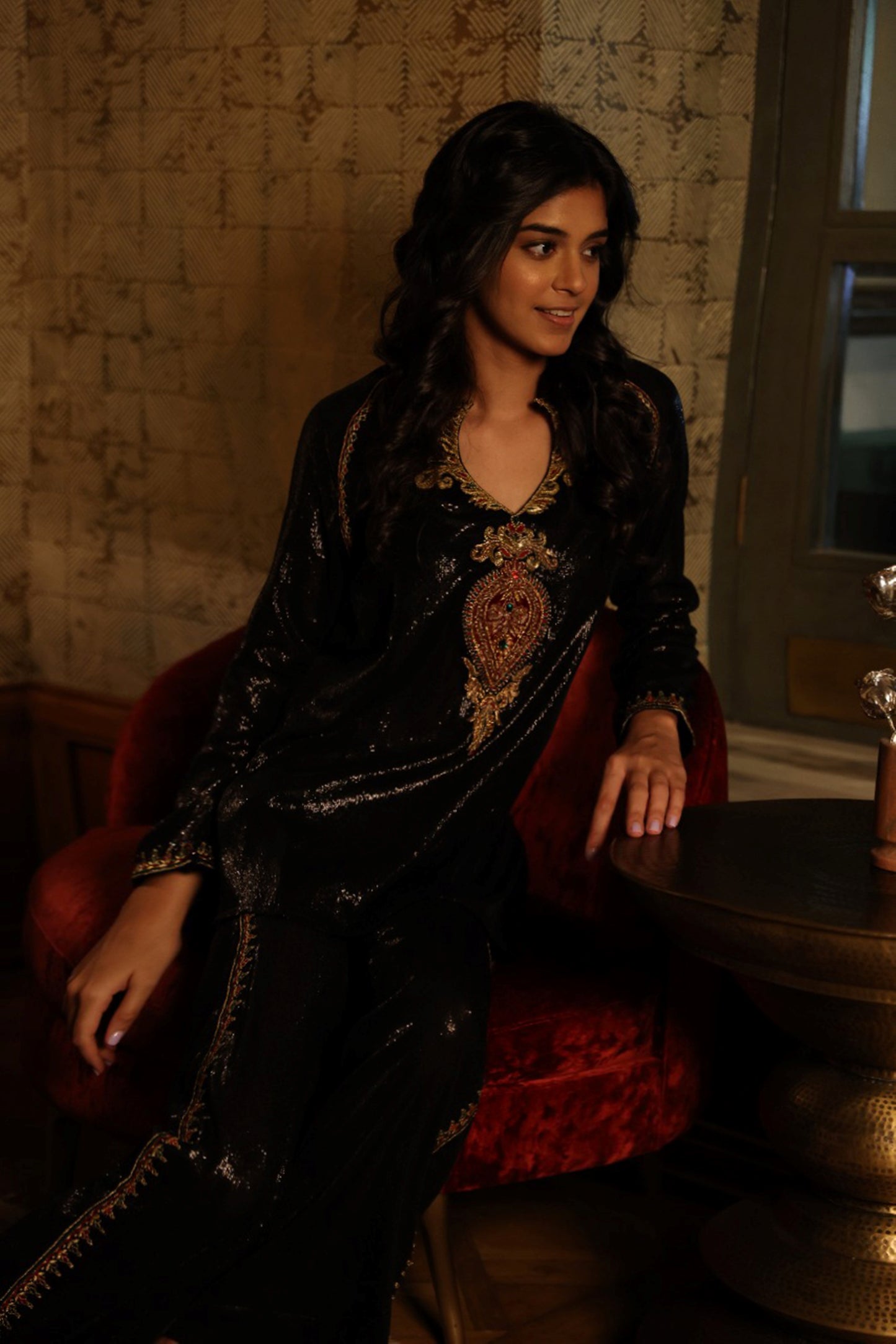 Black Sequins Kurti & Pant Set