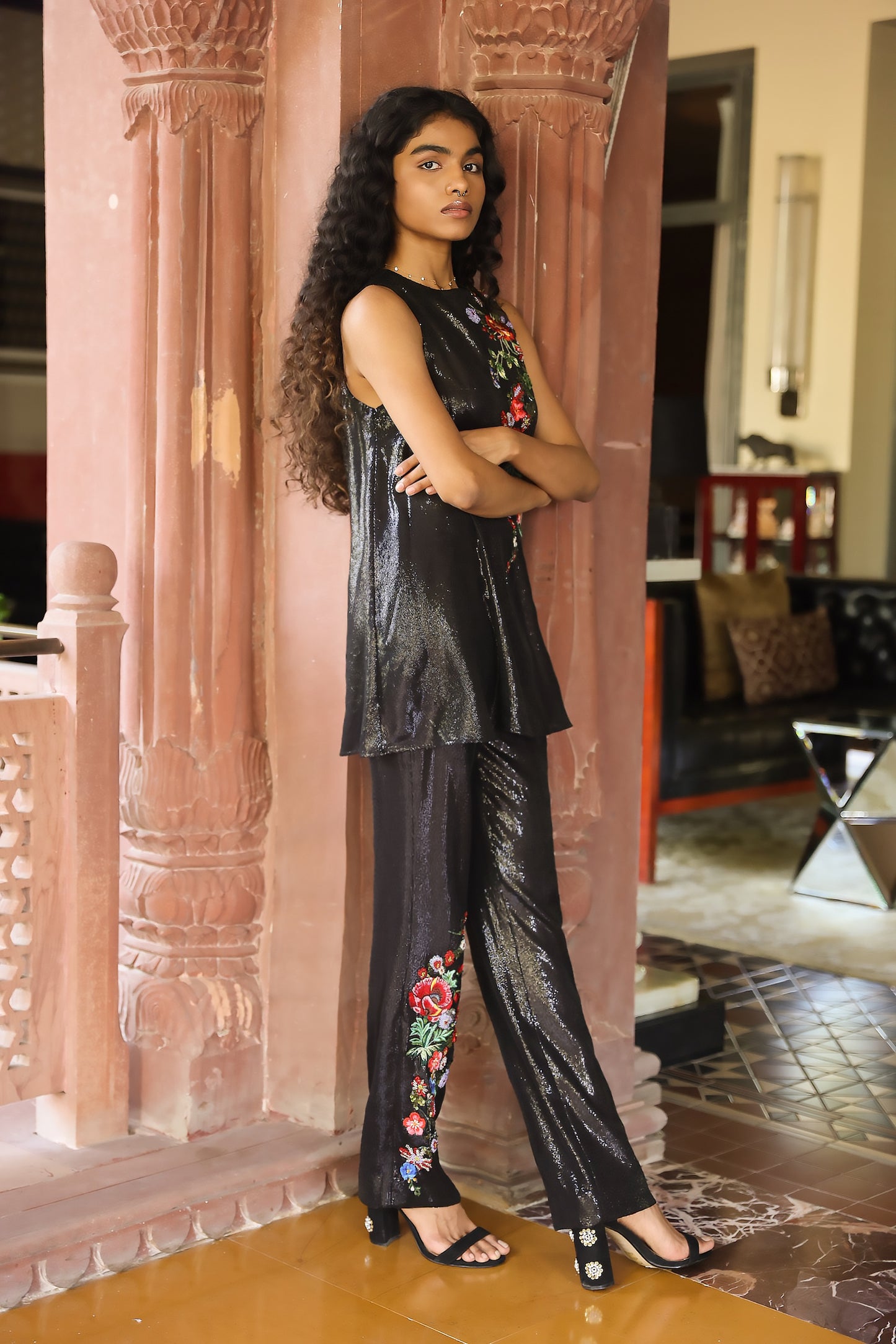 Black Sequins Kurti & Pant Set