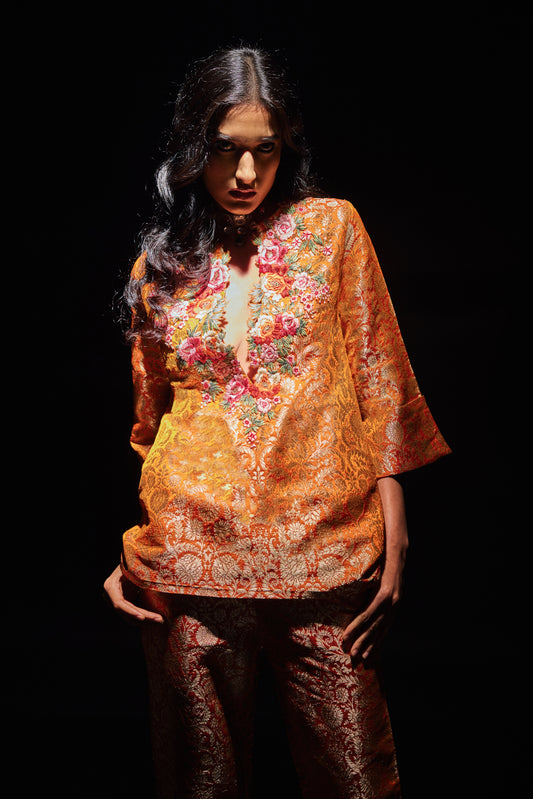 Orange Brocade Co-ord Set