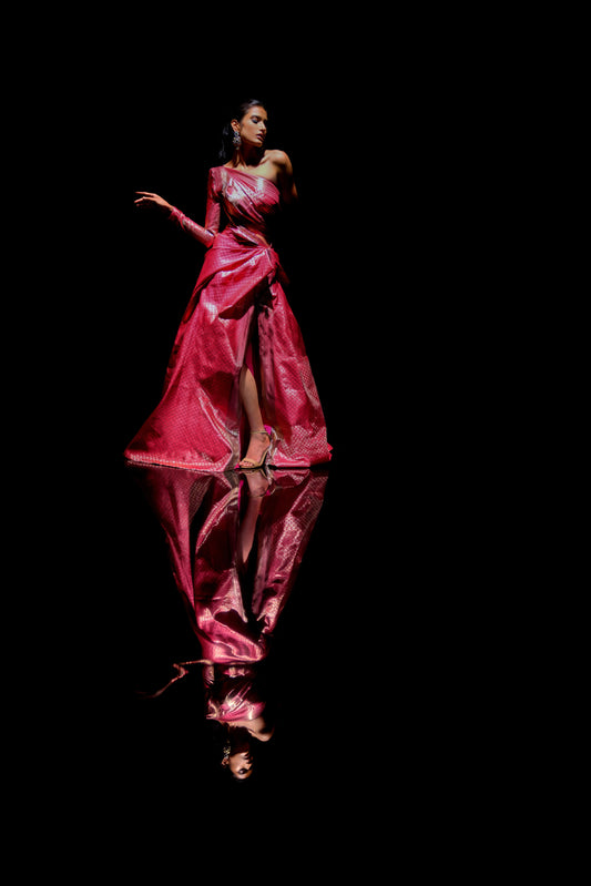 Fuchsia Brocade Gown