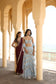 Ice Blue Frill Skirt Set & Burgundy Banaras Saree
