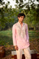 Ice Pink Kutchi Mirrorwork Kurta Set- Menswear