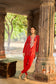 Red Bandhini Patiala Set