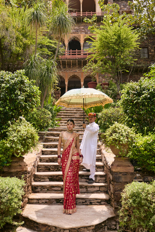 Red Banaras Jaal Saree