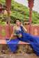 Royal Blue Dotted Mukaish Saree