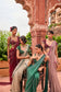 Sarees- Printed, Burgundy & Green Linear Work