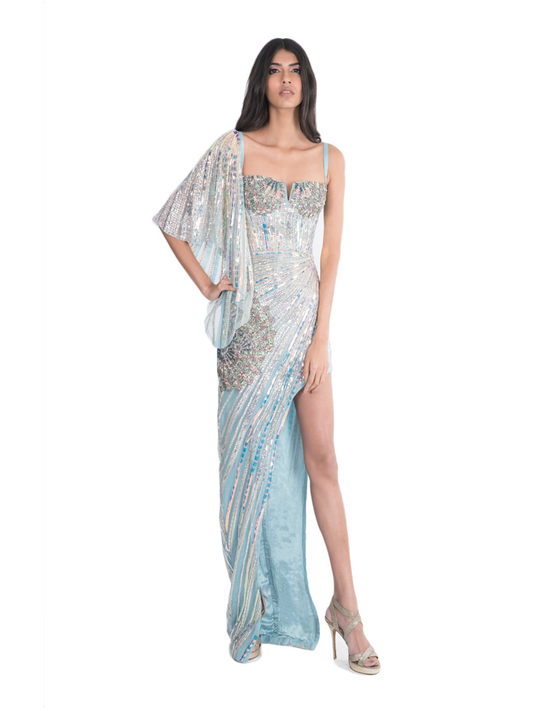 Shell kaftan gown