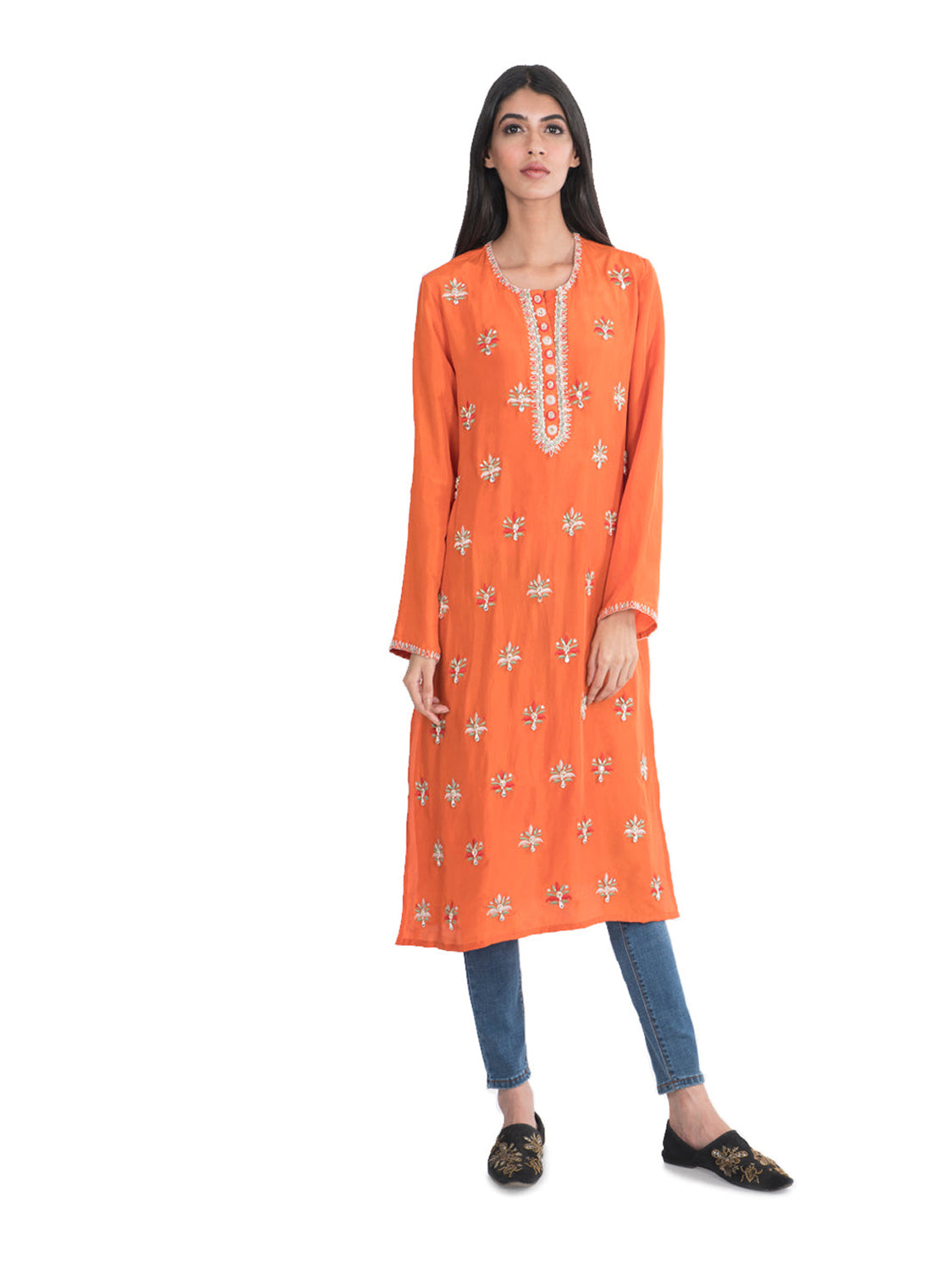 Burnt Tangerine Buttie Kurta