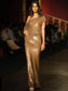 Cristobal Copper Sequined Gown