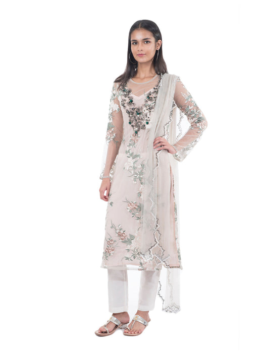 Rose Lace Kurta Set